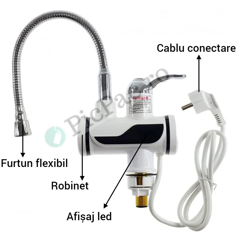 Robinet flexibil electric, cu prindere pe chiuveta, cu afisaj Led