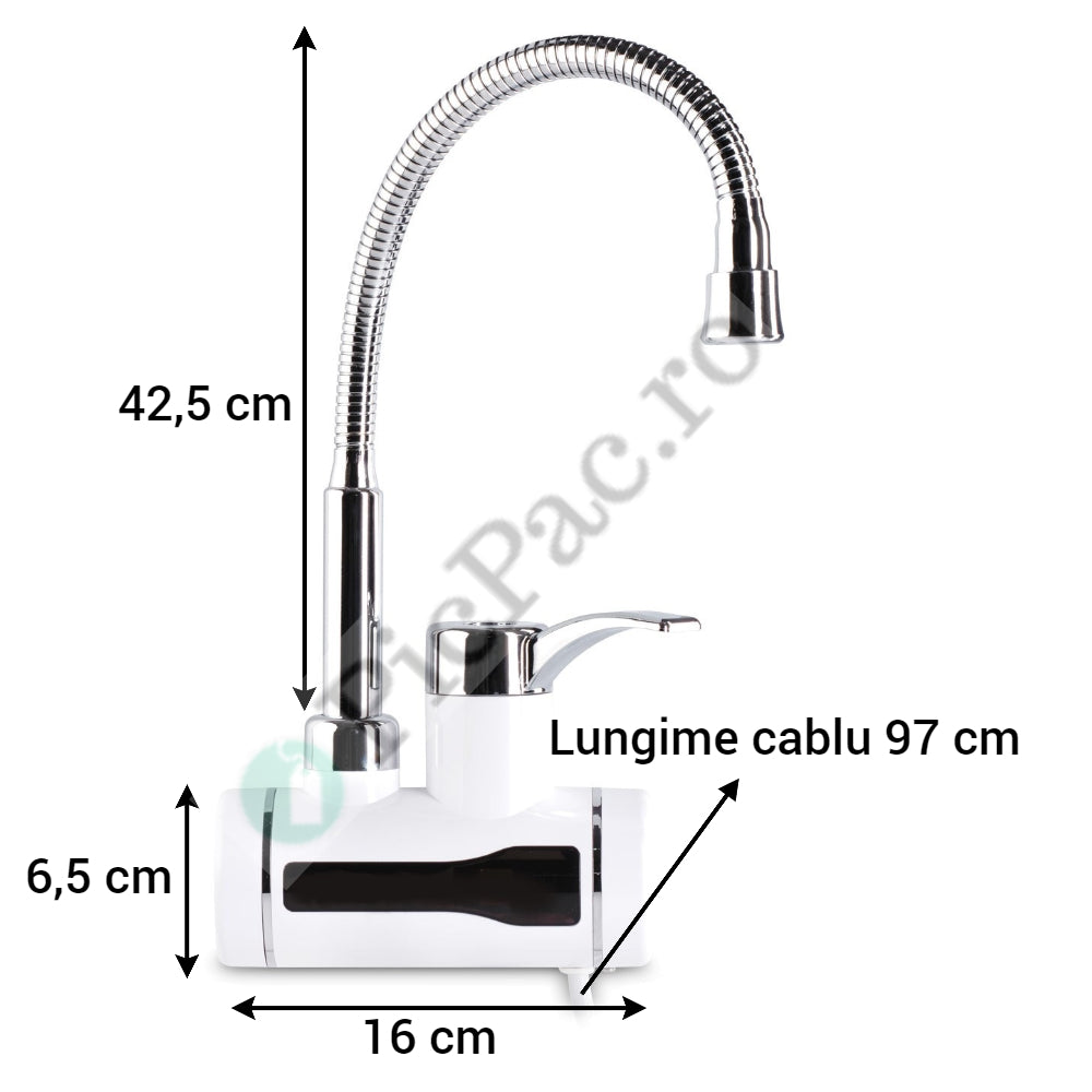 Robinet flexibil electric, cu prindere pe chiuveta, cu afisaj Led