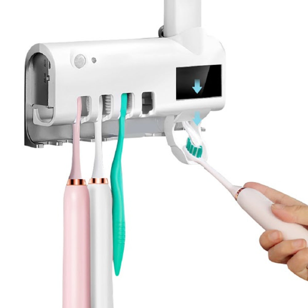 Lichidare de stoc. Dozator pentru pasta de dinti cu alimentare solara si sterilizator UV pentru periute