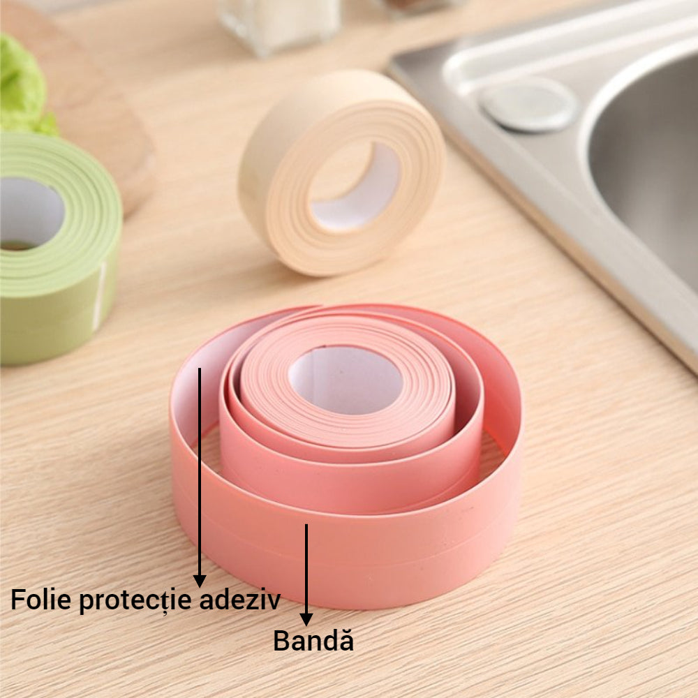 Banda adeziva de etansare 3,8 cm, alb, gri, bej, maro, verde, albastru si roz