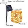 Ghirlanda luminoasa decorativa solara din cupru cu 100 leduri