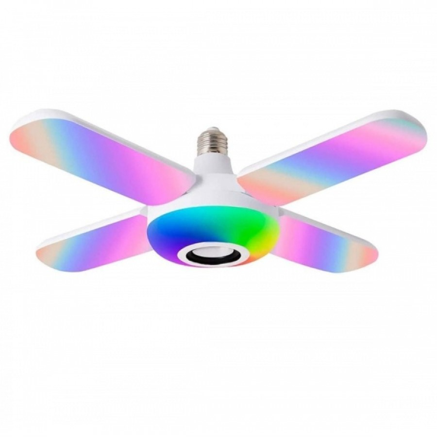 Lichidare de stoc!  Bec cu patru brate, lumina multicolora, functie muzicala prin bluetooth si cu telecomanda inclusa