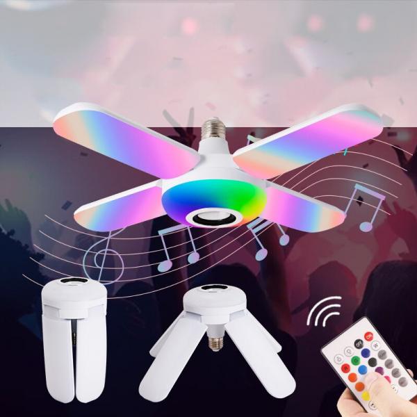 Lichidare de stoc!  Bec cu patru brate, lumina multicolora, functie muzicala prin bluetooth si cu telecomanda inclusa