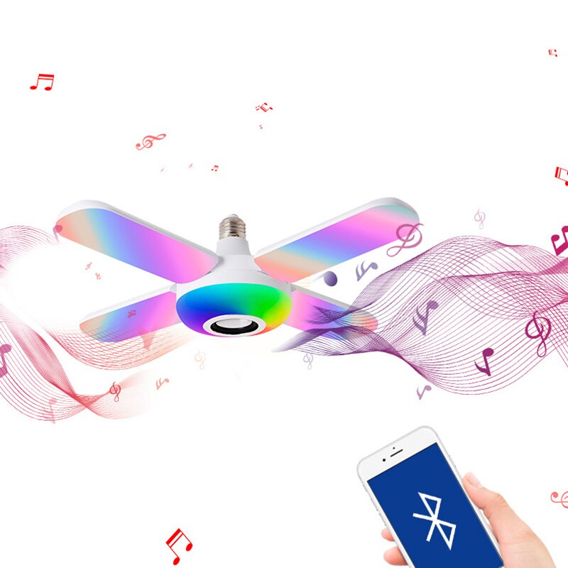 Lichidare de stoc!  Bec cu patru brate, lumina multicolora, functie muzicala prin bluetooth si cu telecomanda inclusa