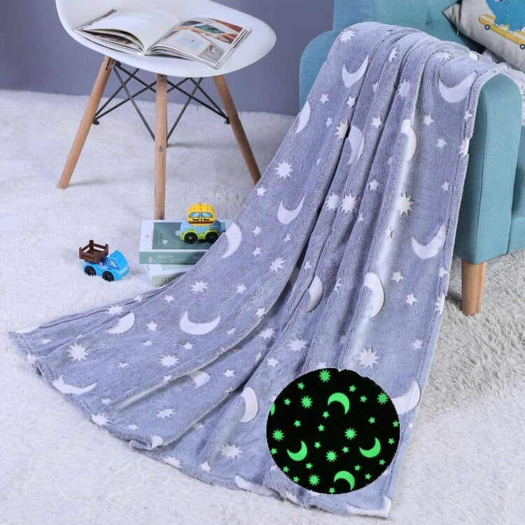 Patura copii luminoasa si pufoasa, efect fosforescent, gri