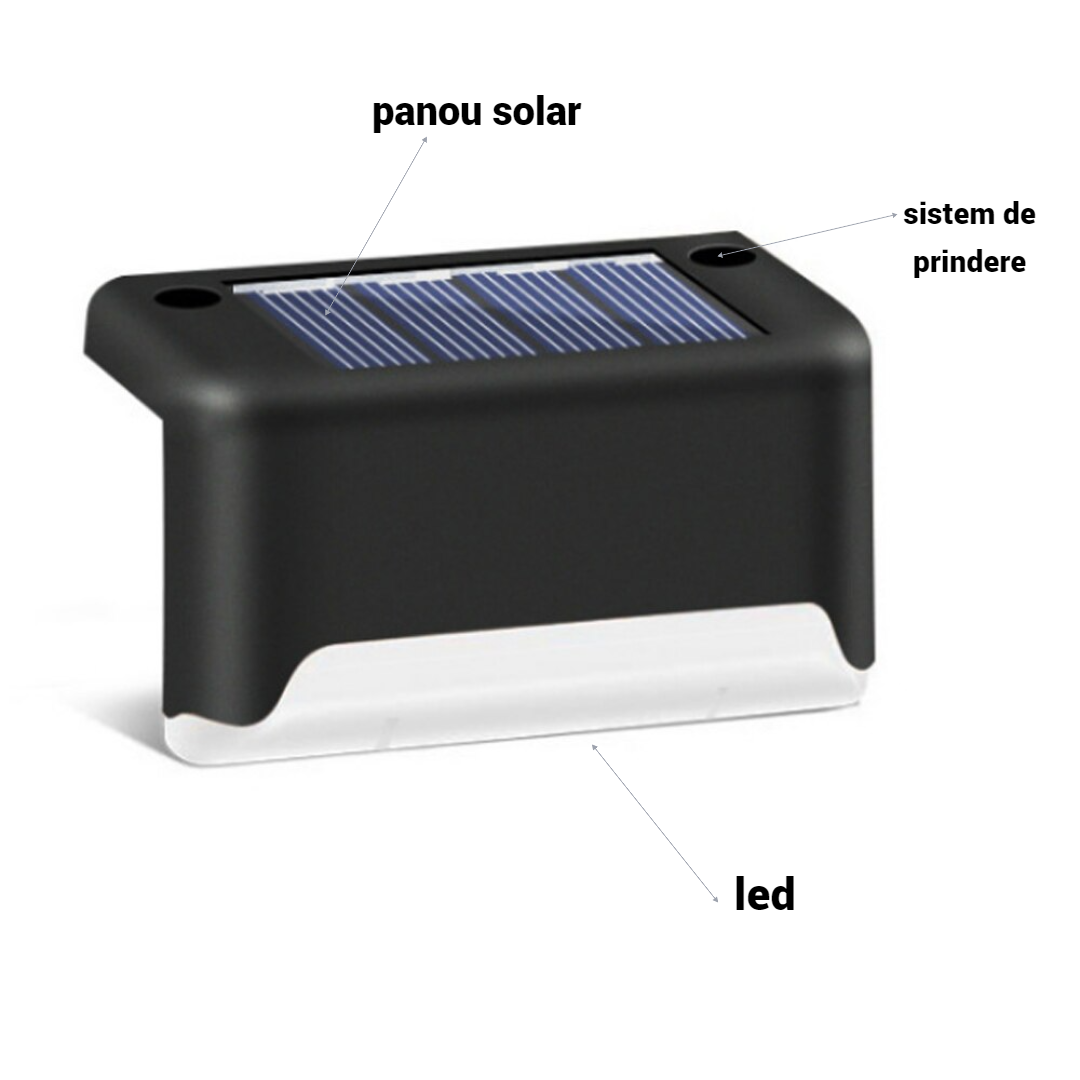 Lichidare de stoc. Set 4 x Mini lampa solara, LED, pentru scari
