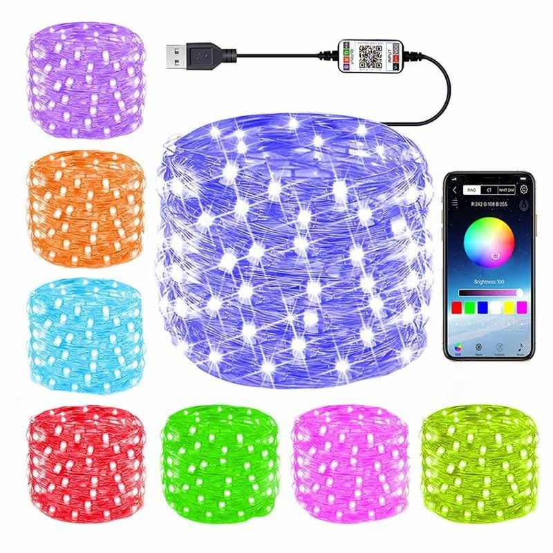 Instalatie Craciun control prin telefon cu lumini tip bulb 10 m