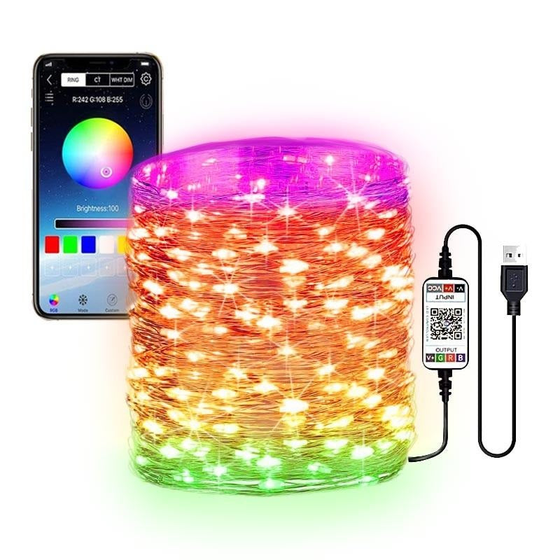 Instalatie Craciun control prin telefon cu lumini tip bulb 10 m