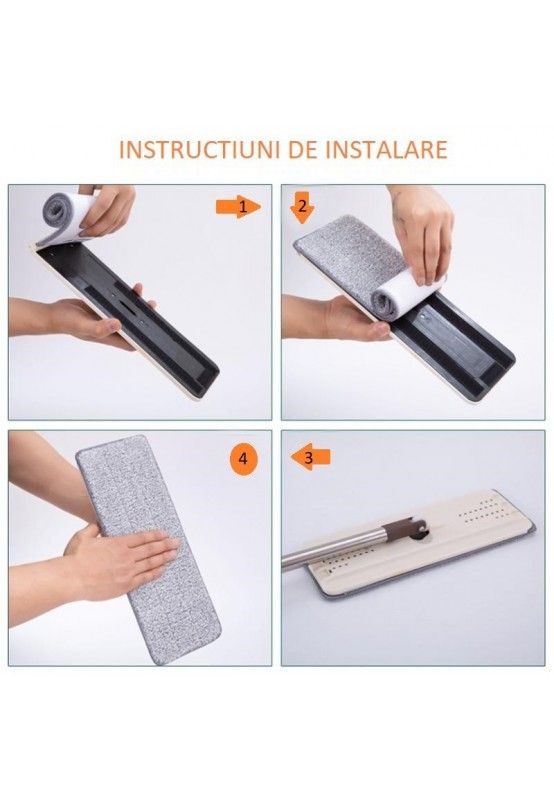 Set 3 rezerve din microfibra pentru mop plat, putere mare de absorbtie
