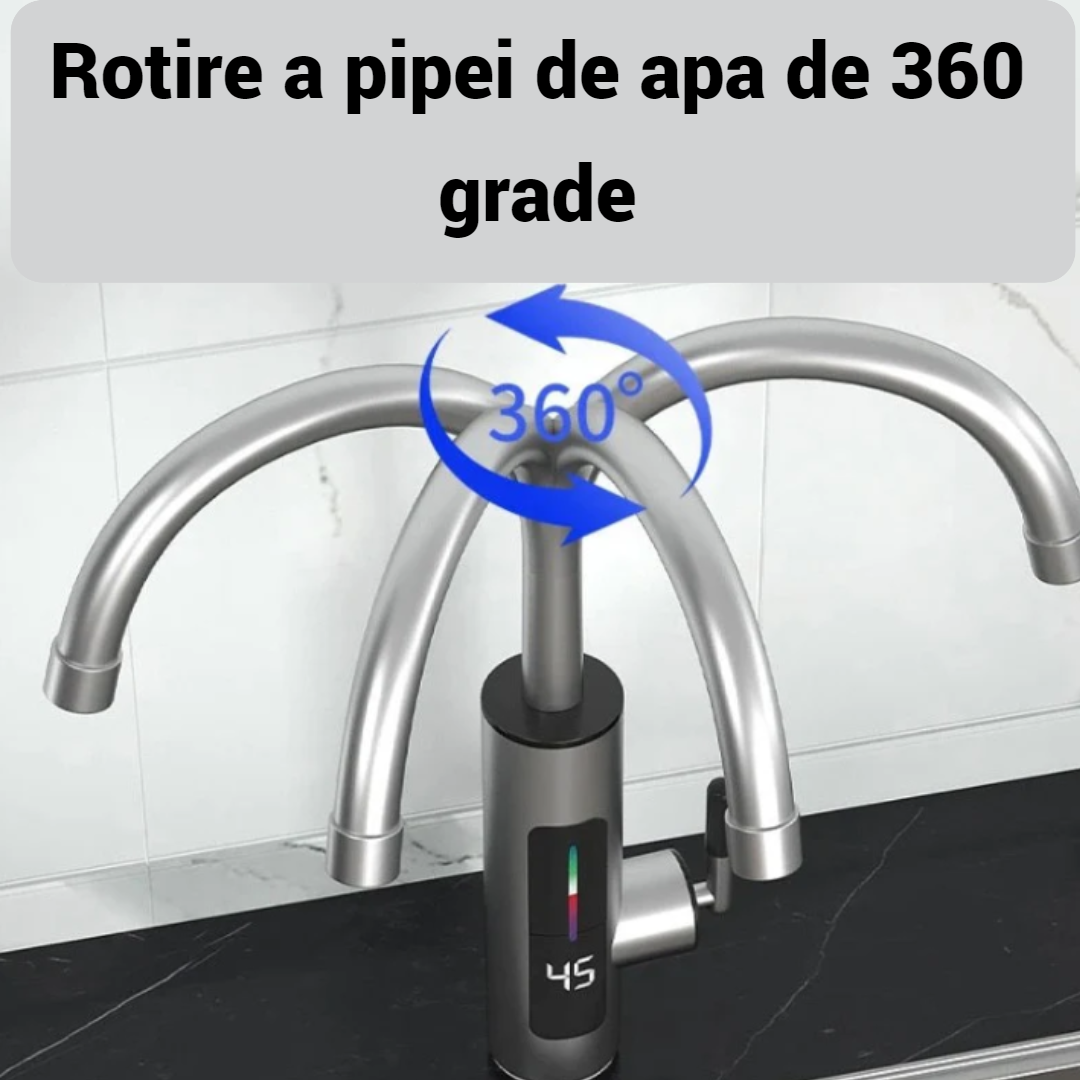 Robinet electric instant din inox, cu display si rotire 360 grade, 3000W