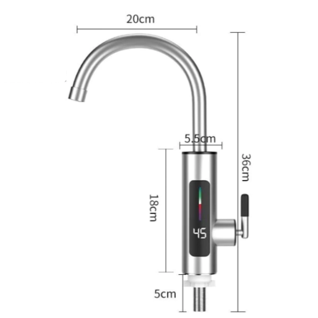 Robinet electric instant din inox, cu display si rotire 360 grade, 3000W