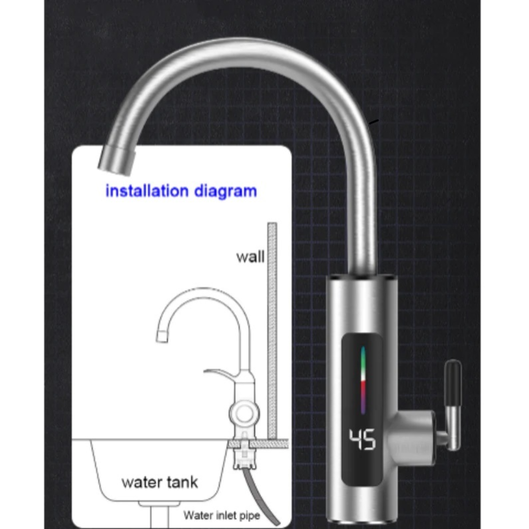 Robinet electric instant din inox, cu display si rotire 360 grade, 3000W