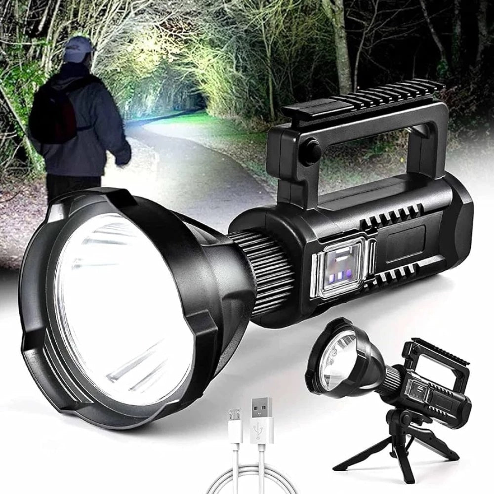 Lanterna LED, reincarcabila, functie Powerbank, 4 moduri iluminare, trepied inclus