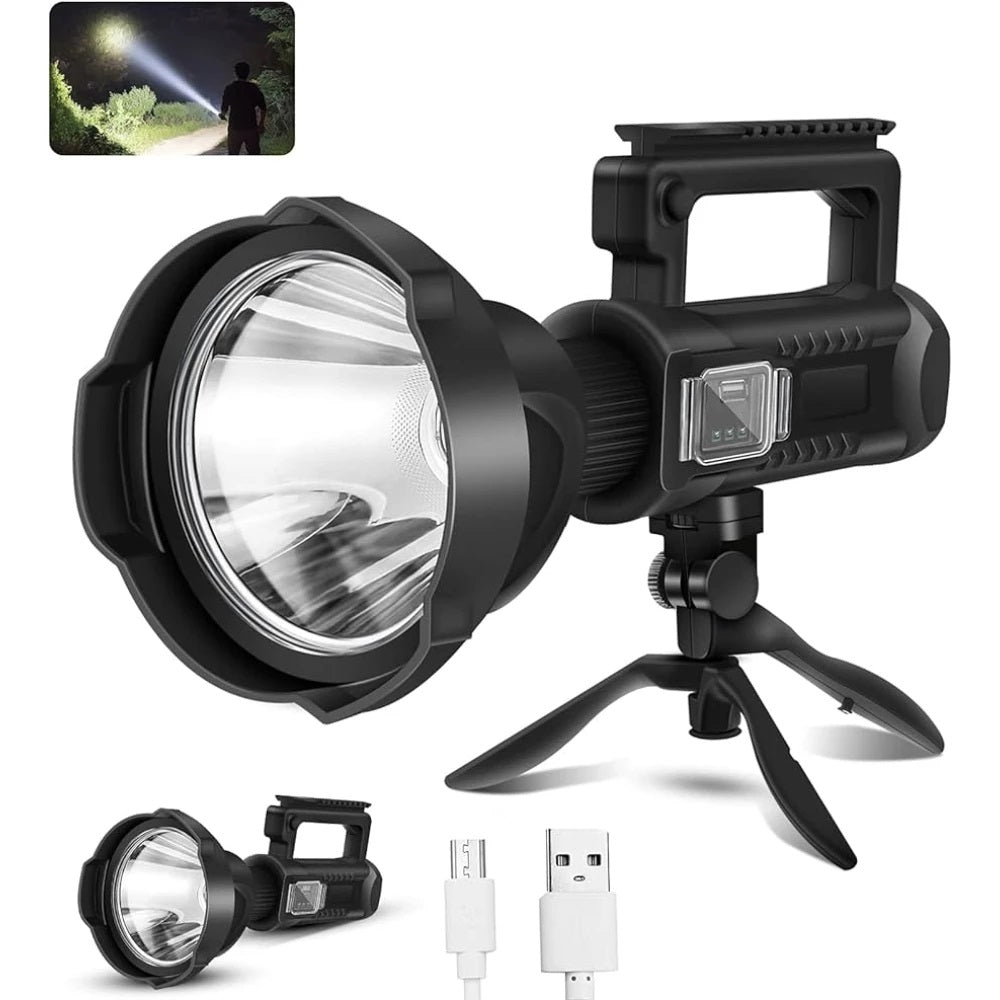 Lanterna LED, reincarcabila, functie Powerbank, 4 moduri iluminare, trepied inclus