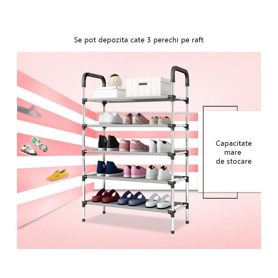Suport pentru pantofi, din inox, 5 rafturi